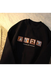 Retro Karikatür Baskılı Sweatshirt