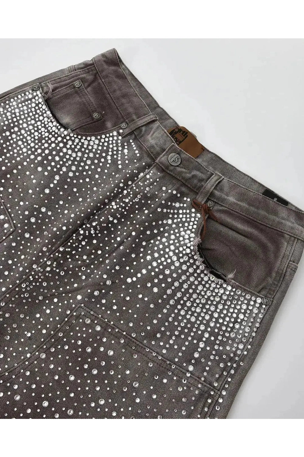 Rhinestone Düğümlü Yırtık Denim şortlar