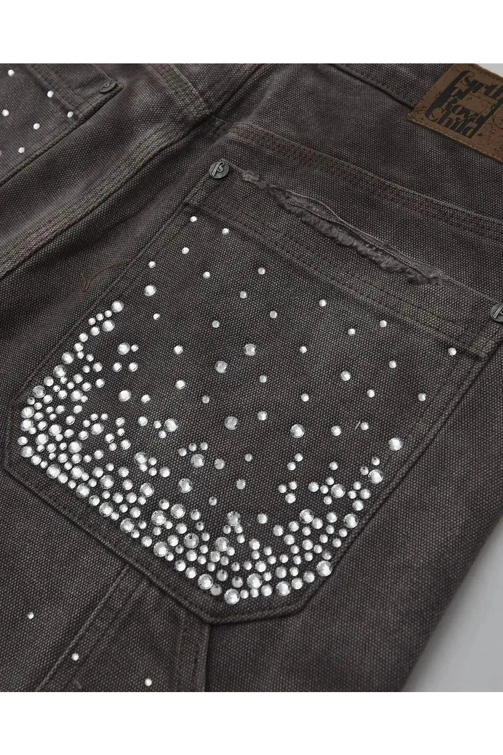 Rhinestone Düğümlü Yırtık Denim şortlar