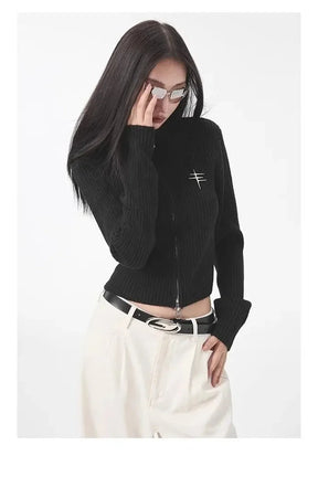 Sonbahar Ribbed Zip-Up Turtleneck Kazak