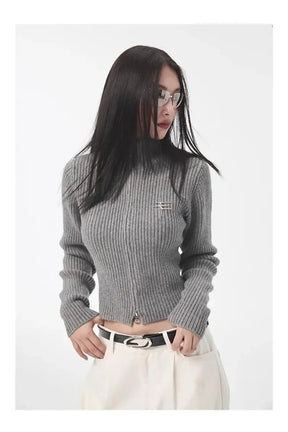 Sonbahar Ribbed Zip-Up Turtleneck Kazak