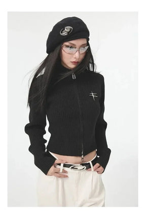 Sonbahar Ribbed Zip-Up Turtleneck Kazak