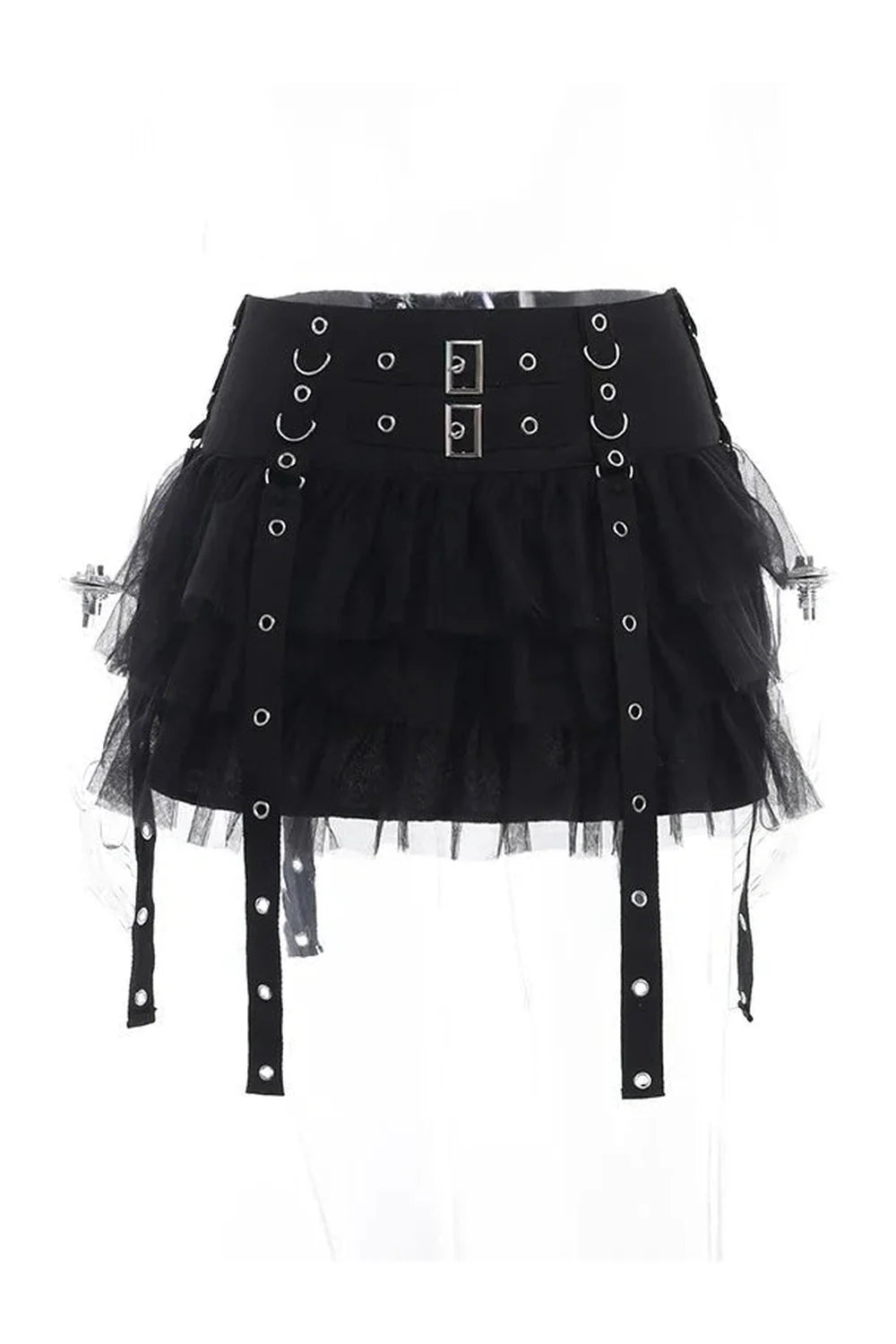 Fırfırlı detaylarla süslenmiş gotik tarzda mini etek.