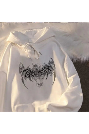 Sonbahar temasını yansıtan grafik desenli unisex gotik hoodie.
