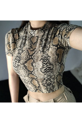 Yılan Desenli Crop Top