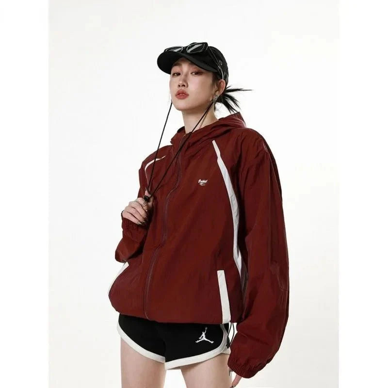 Spor Kırmızı Zip-Up Ceket