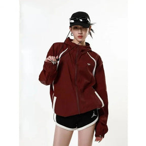 Spor Kırmızı Zip-Up Ceket