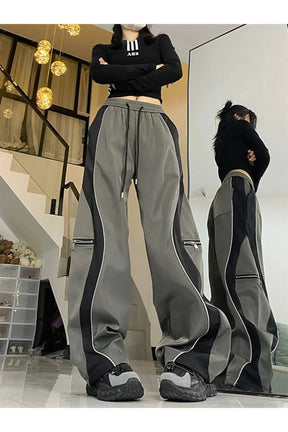 Techwear Kontrast Geniş Paça Pantolon