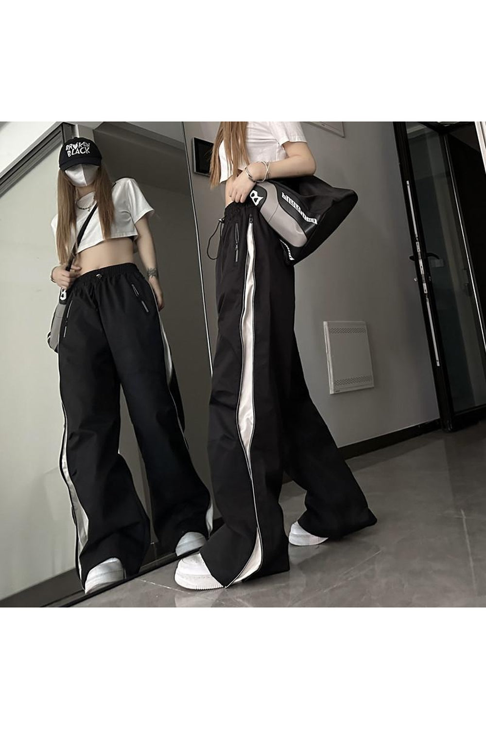 Techwear tarzını yansıtan sokak eşofman altı.