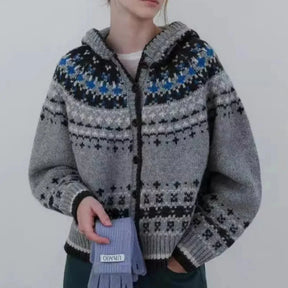 Vintage Fair Isle örgü Cardigan