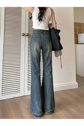 Sonbahar Vintage Fırfır Denim Jean