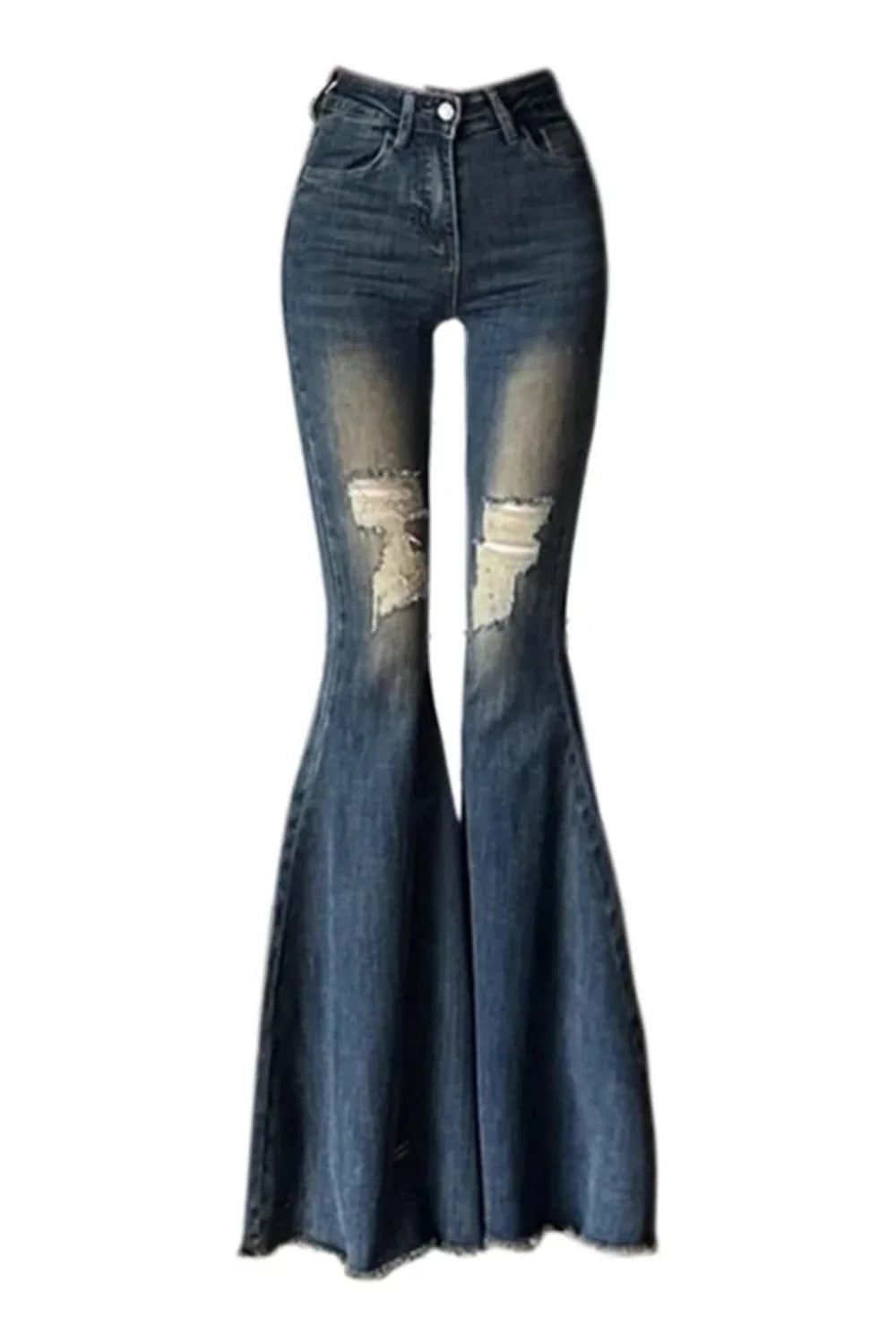 Sonbahar Vintage Yüksek Bel Flare Jean