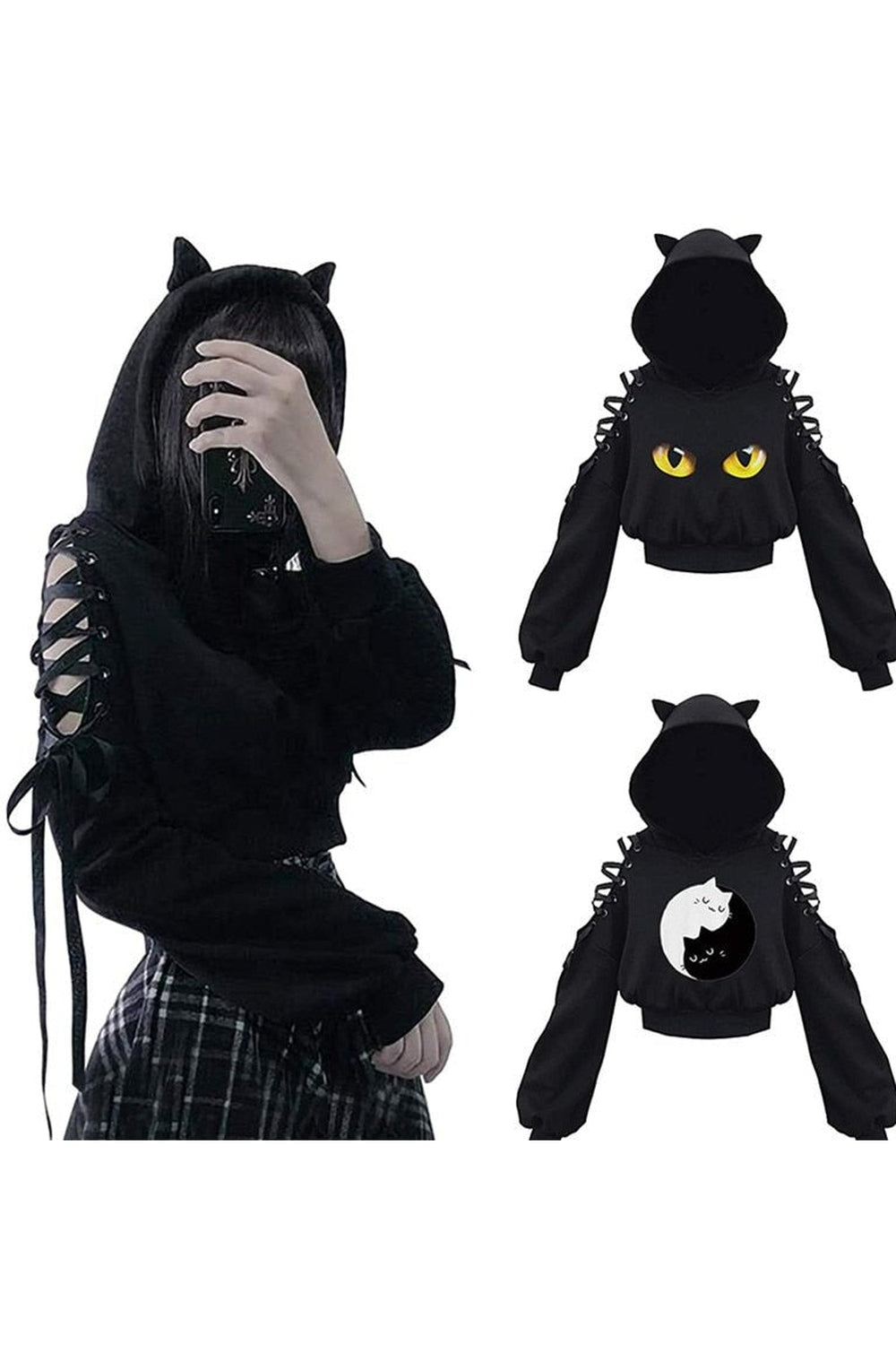 Sonbahar havasını yansıtan cadı tarzı hoodie.