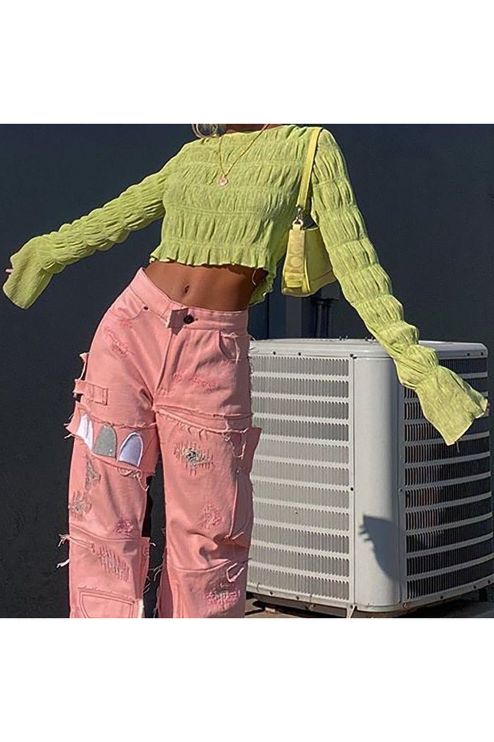 Y2K Estetik Yeşil Crop Top