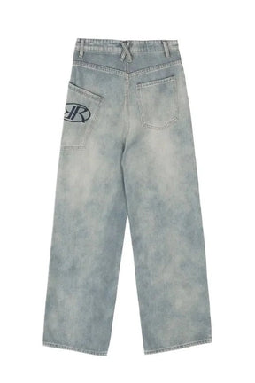 Y2K Gevşek Fit Logo Jean