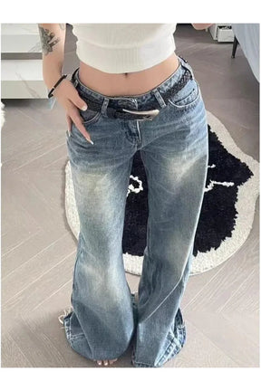 Sonbahar Y2K Vintage Flared Jeanler